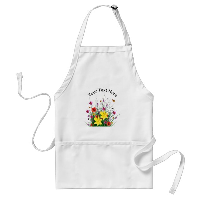 Avental Jardim Flor com seu Texto Branco Apron (Frente)