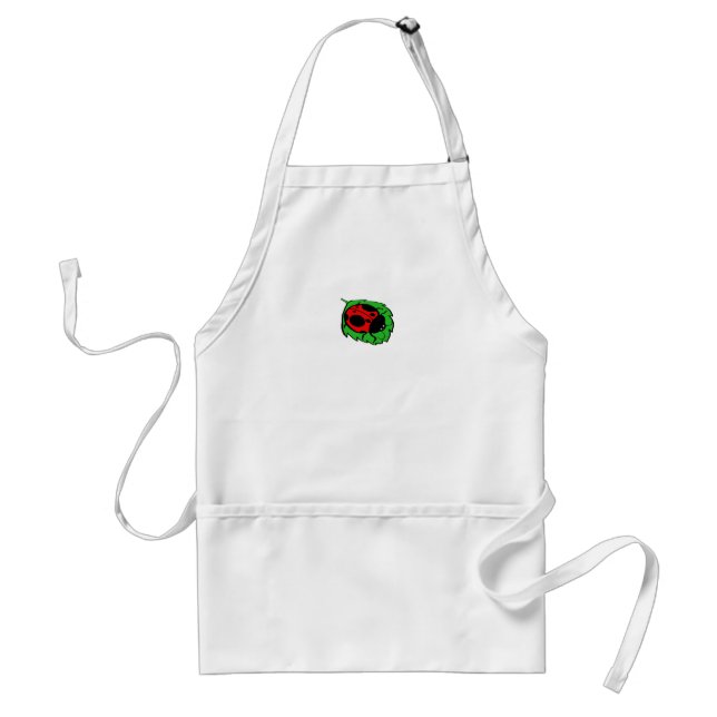 Avental Ladybug sorridente em Green Leaf Mini - (Frente)