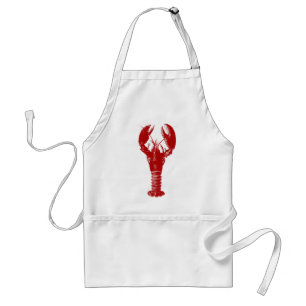 Avental Lagosta vermelho escuro e branco