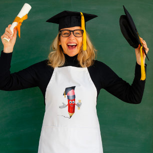 Avental Lápis de Formatura Personagem Segurando Diploma