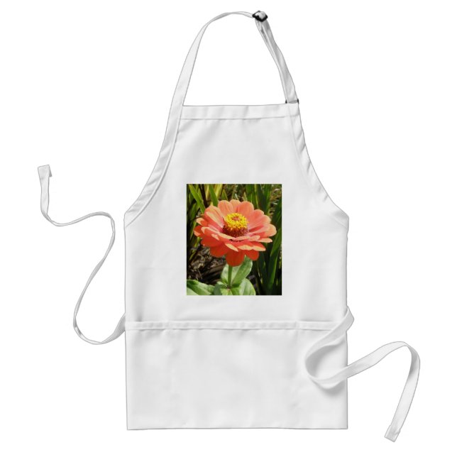 Avental Laranja Zinnia Flor Apron (Frente)