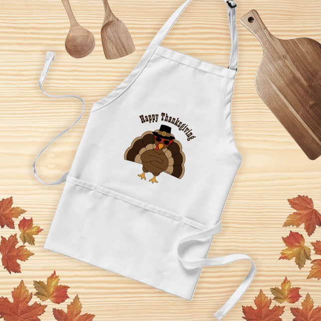 Avental Legal Turquia Feliz Ação de Graças Texto personali (Customize Cool Turkey Happy Thanksgiving aprons for adults and kids. )