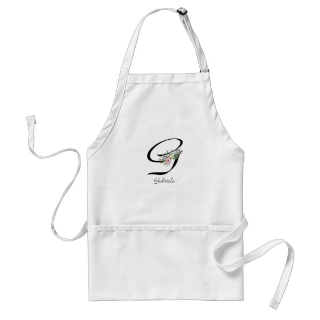Avental Letra monográfica floral G Retirement Apron (Frente)