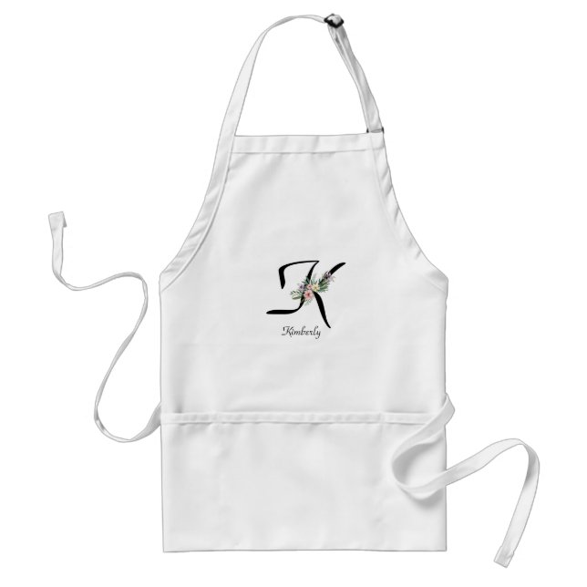 Avental Letra monográfica floral K Retirement Apron (Frente)