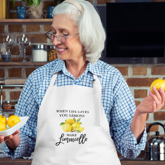 Avental Limões de Aquarela Limões com Escova Moderna Limon (Customize to change your personalized text size or text style.)