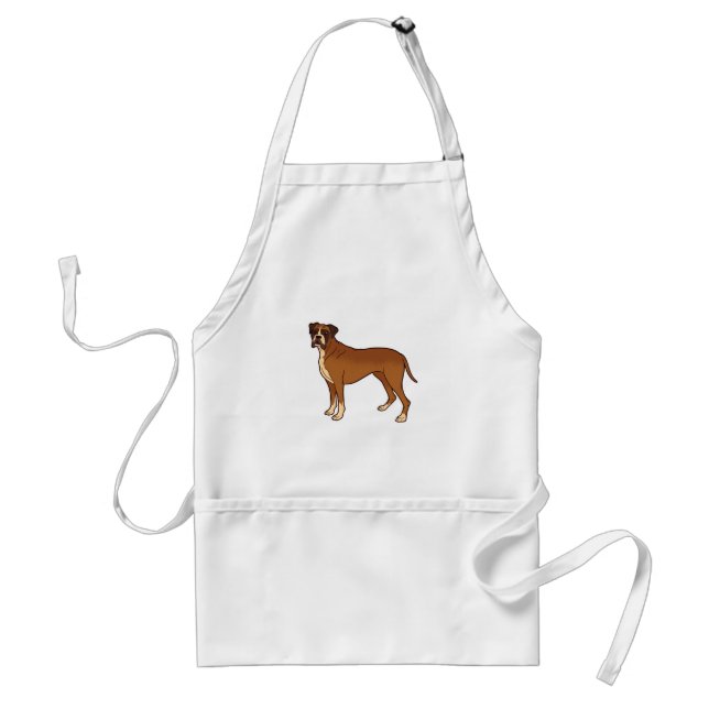Avental Lindo Design de Raça de Cachorro Boxer Marrom (Frente)