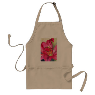 Avental Lírio Alerta Vermelho pintura de flores em aquarel