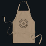 Avental Logotipo de negócios personalizado, redondo e case<br><div class="desc">Rodar o Logotipo Personalizado de Negócios Personalizado Apron, com borda redonda angustiante, letra de texto de máquina de escrever vintage para nome de funcionário e nome de empresa, deixa decoração, ícone de cupcake personalizável com sua própria foto, clique, decoração ou qualquer imagem. Um presente fofo personalizado para chef, amigos, mãe,...</div>