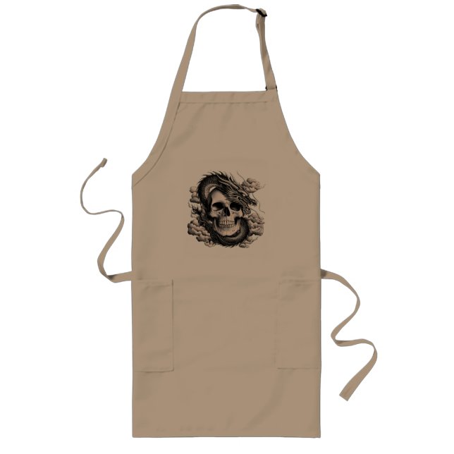 Avental Longo A SKULL AND A DRAGON Long Apron (Frente)