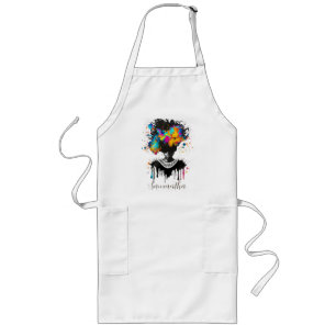 Avental Longo Abstract Artist Afro Woman   Black and White
