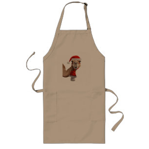 Avental Longo Adorável Camelo Fofo Usando Chapéu de Papai Noel N