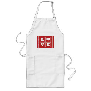 Avental Longo Amor Bloqueia Apron, Vermelho Negro