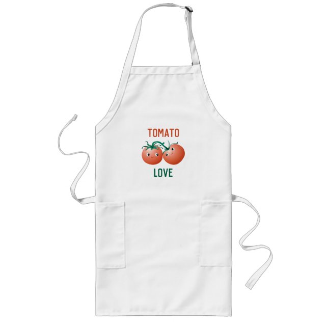 Avental Longo Amor de Tomate com casal de tomate super fofo  (Frente)