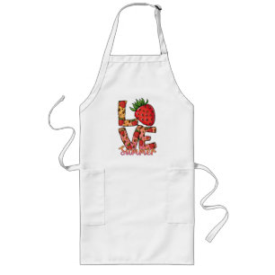 Avental Longo Amor e Verão   Rosa e Castanho   Morango Fresco