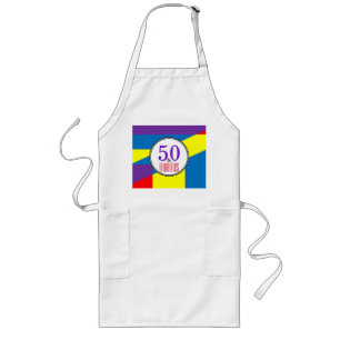 Avental Longo Aniversário de 50 anos Estilo Bloco de Cores de Cu