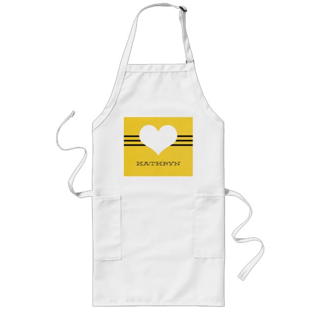 Avental Longo Apron Amarelo do Coração Moderno (Frente)