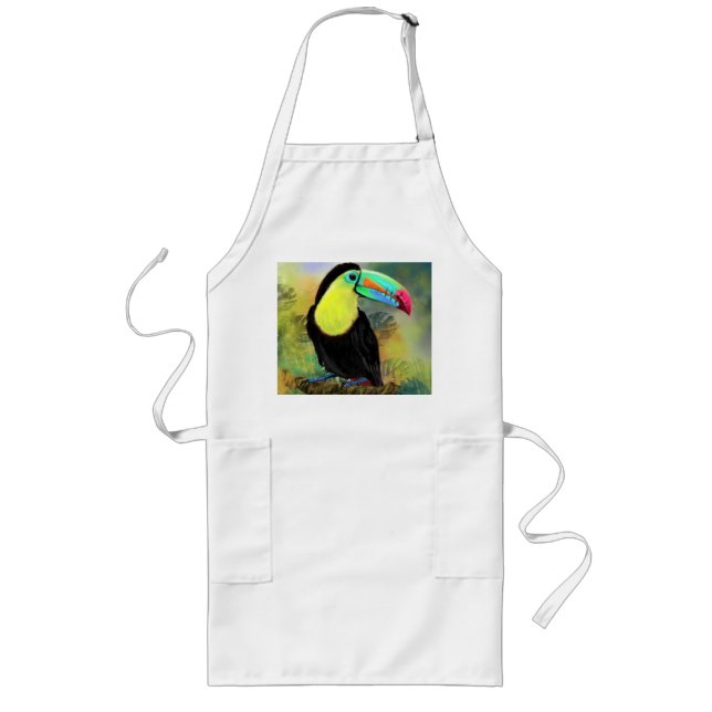Avental Longo Apron de aves tropicais de tuco (Frente)