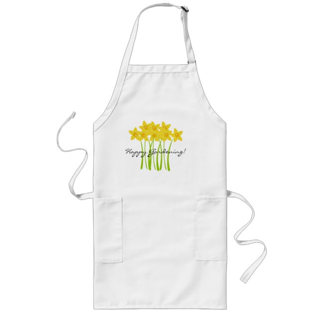 Avental Longo Apron Feliz Jardinagem Amarelo Daffodils (Frente)