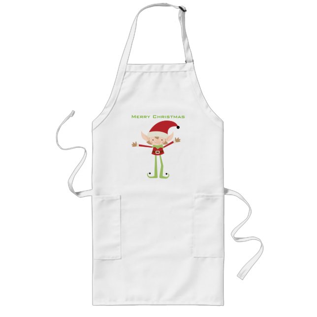 Avental Longo Apron Feriado - Elf Papais noeis De Natal (Frente)