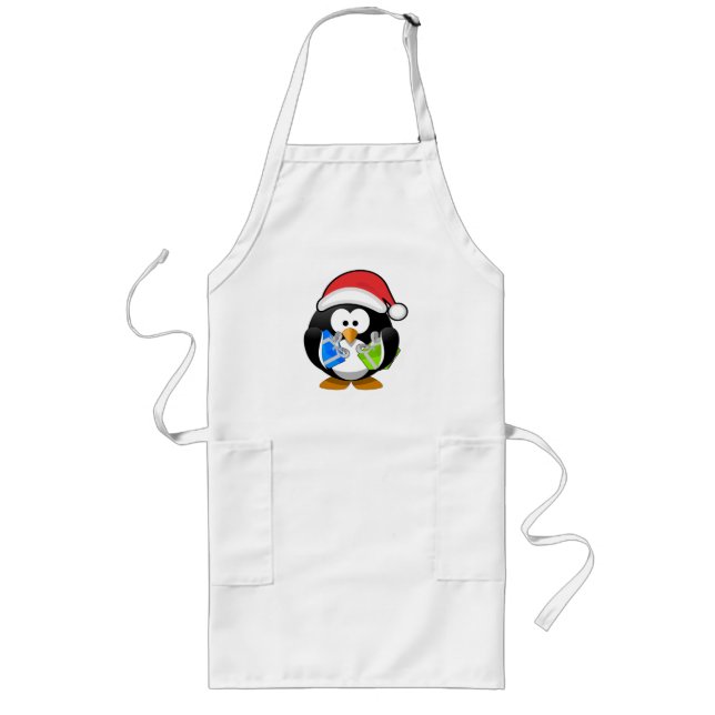 Avental Longo Apron Feriado - Pinguim de Natal (Frente)