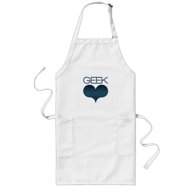 Avental Longo Apron geek (Coração), Azul Escuro (Frente)