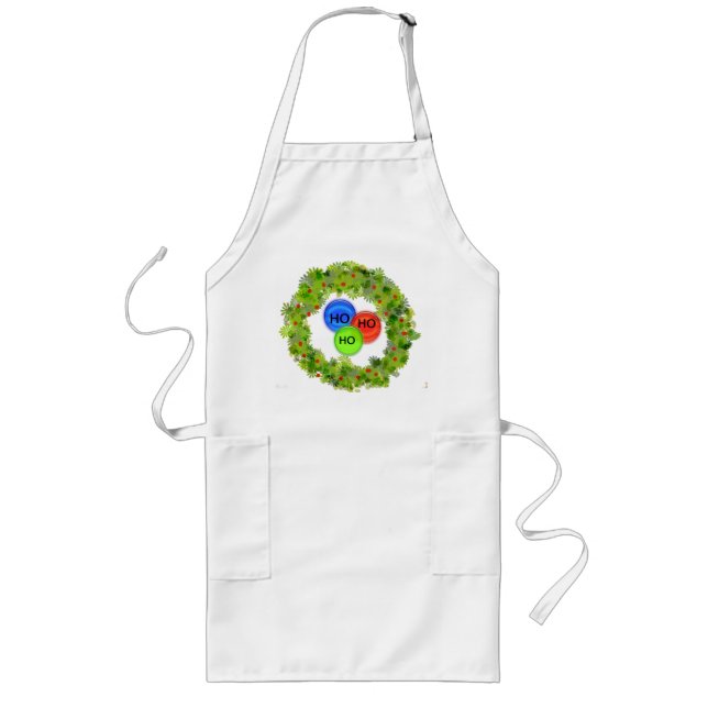 Avental Longo Apron - Ho Ho Ho Ho Wreath Holiday (Frente)