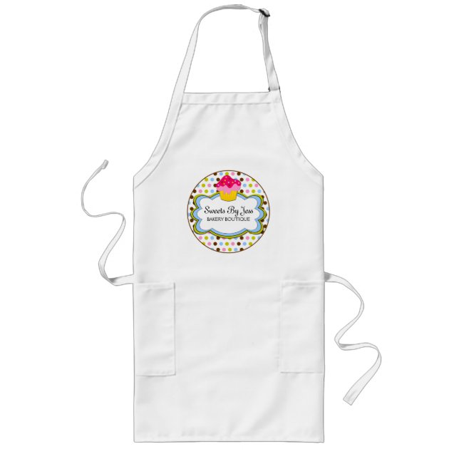 Avental Longo Apron Personalizado da Nuvem de Bakery de cupcakes (Frente)