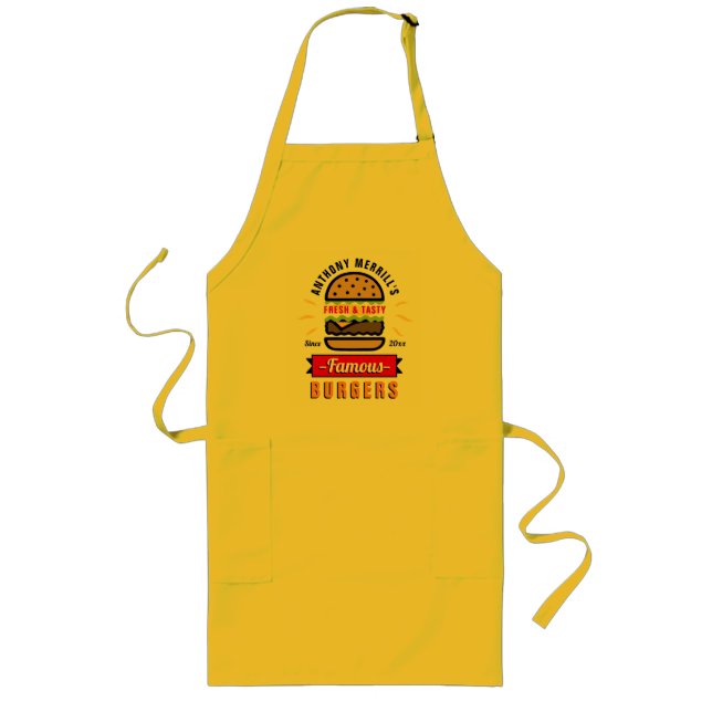Avental Longo Apron Personalizado de Burger de churrasco (Frente)