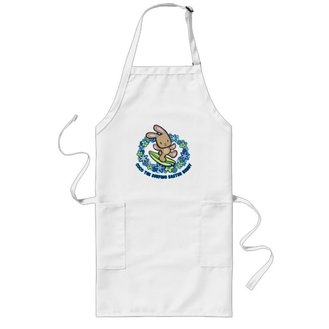 Avental Longo Aprons de coelho da Páscoa e Surfe de Chocolate (Frente)