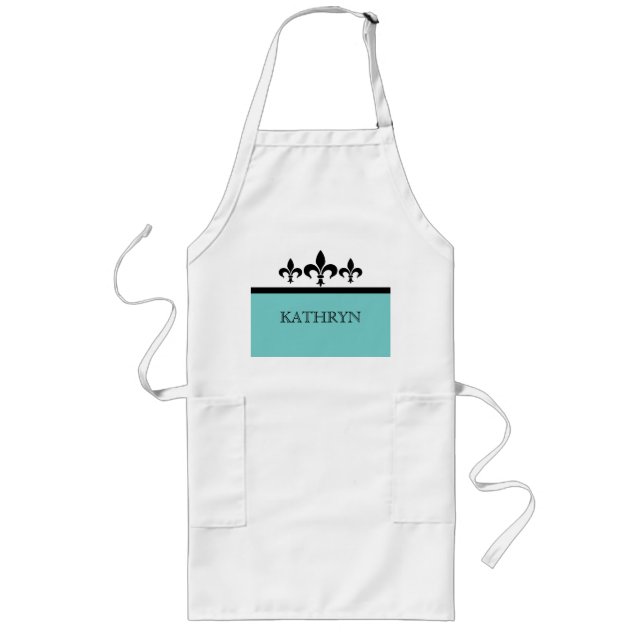 Avental Longo Aqua Swanky Fleur De Lis Apron (Frente)
