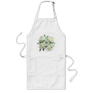Avental Longo Art Deco Mint Rosas Florais Verdes