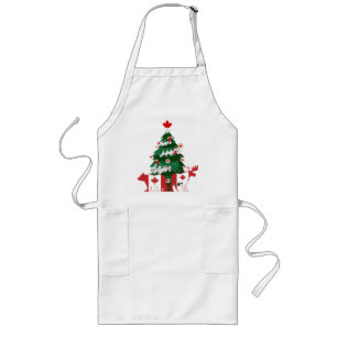 Avental Longo Árvore de Natal do Canadá Sweater Ugly X-mas