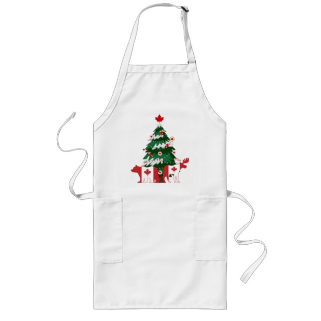 Avental Longo Árvore de Natal do Canadá Sweater Ugly X-mas (Frente)