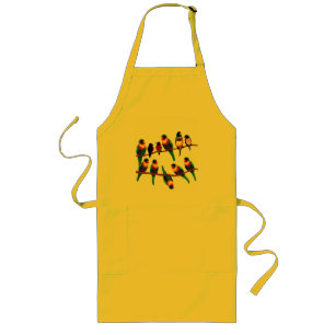 Avental Longo Aves bonito - papagaios e tentilhões