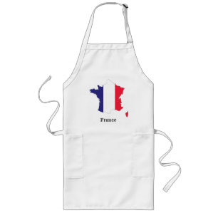 Avental Longo Bandeira da França no Design de Souvenir de Mapa