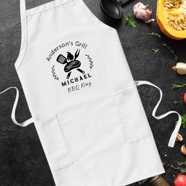 Avental Longo BBQ King Personalizado com Gráfico de Utensílio de (Criador carregado)