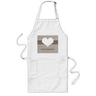 Avental Longo Beige Modern Heart Apron