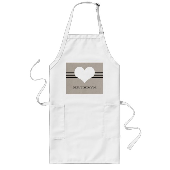 Avental Longo Beige Modern Heart Apron (Frente)