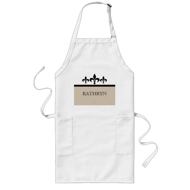 Avental Longo Beige Swanky Fleur De Lis Apron (Frente)
