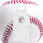 Avental Longo Beisebol com Título Vermelho Personalizável<br><div class="desc">Todo avental americano,  como Baseball e Griling,  desenhado em vermelho,  branco e azul. Jogue a bola de vamos e comece o cozinhar. Personalize com o nome do Chef para um presente impressionante.</div>