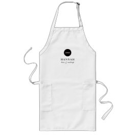 Avental Longo Black Script Name Business Logo Hair Makeup 