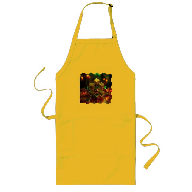 Avental Longo Blocos Pequenos Com Designs Geométricos Empilhados (Frente)