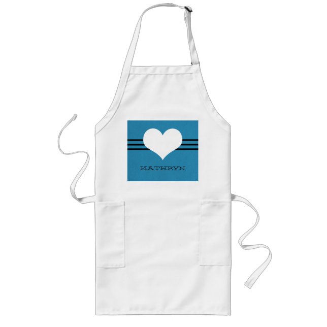 Avental Longo Blue Modern Heart Apron (Frente)