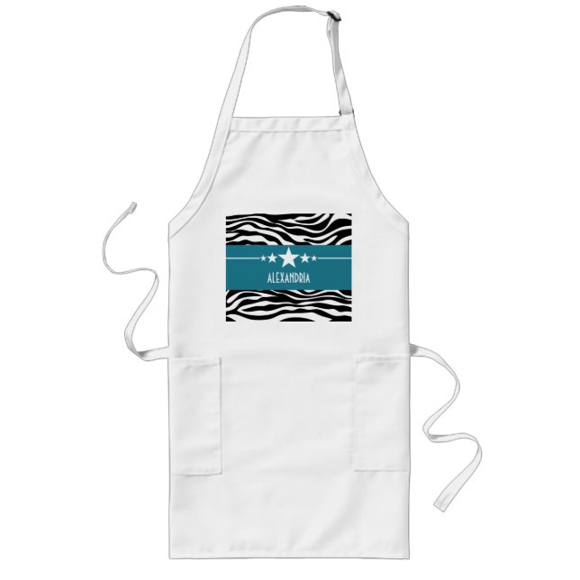 Avental Longo Blue Sassy Star Zebra Apron (Frente)