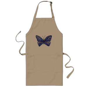 Avental Longo Borboleta Azul Aquarela Longa Apron