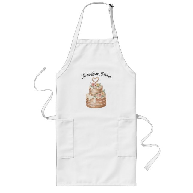 Avental Longo Cake Apron - Custom Name Baker Gift (Frente)