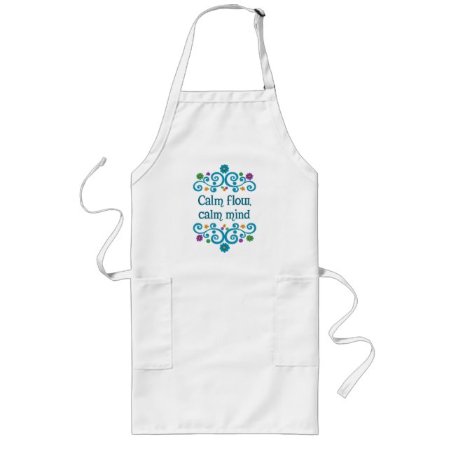 Avental Longo Calm Flow Calm Mind – Floral Quote Long Apron (Frente)