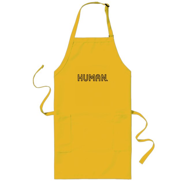Avental Longo Camiseta com logotipo HUMAN.  (Frente)