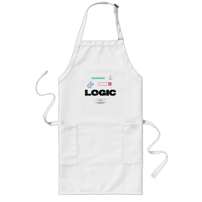 Avental Longo Camiseta de Programação com Modo de Código Lógico  (Frente)