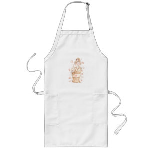 Avental Longo Camiseta Estética de Café Feminina – Pastel Rosa F